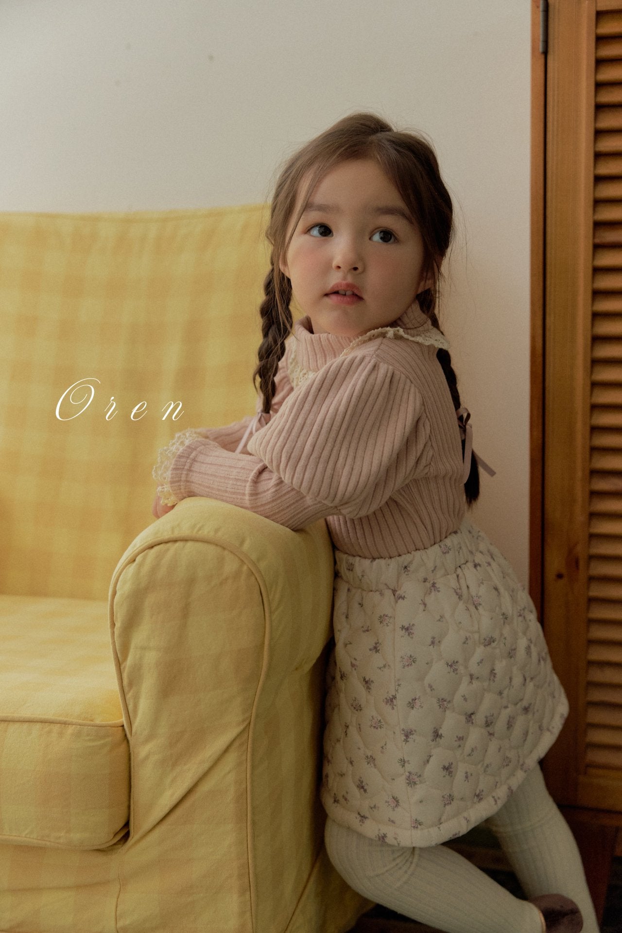 ［OREN］ Rose rib puff tops