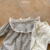 ［bebeholic］Check shirring lace one-piece