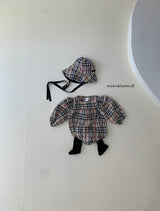 ［mienbloom.B］London check frill rompers (baby)