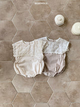 ［bebe holic］Miu linen lace collar rompers