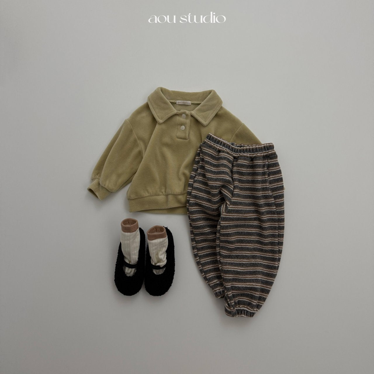 ［aou studio］Cookie stripe jogger