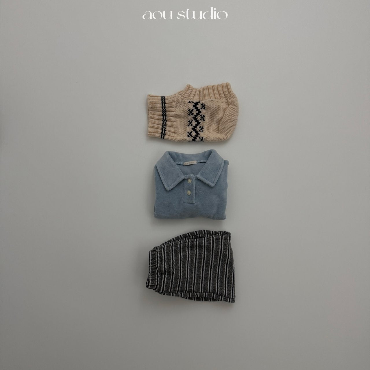 ［aou studio］Cookie stripe jogger