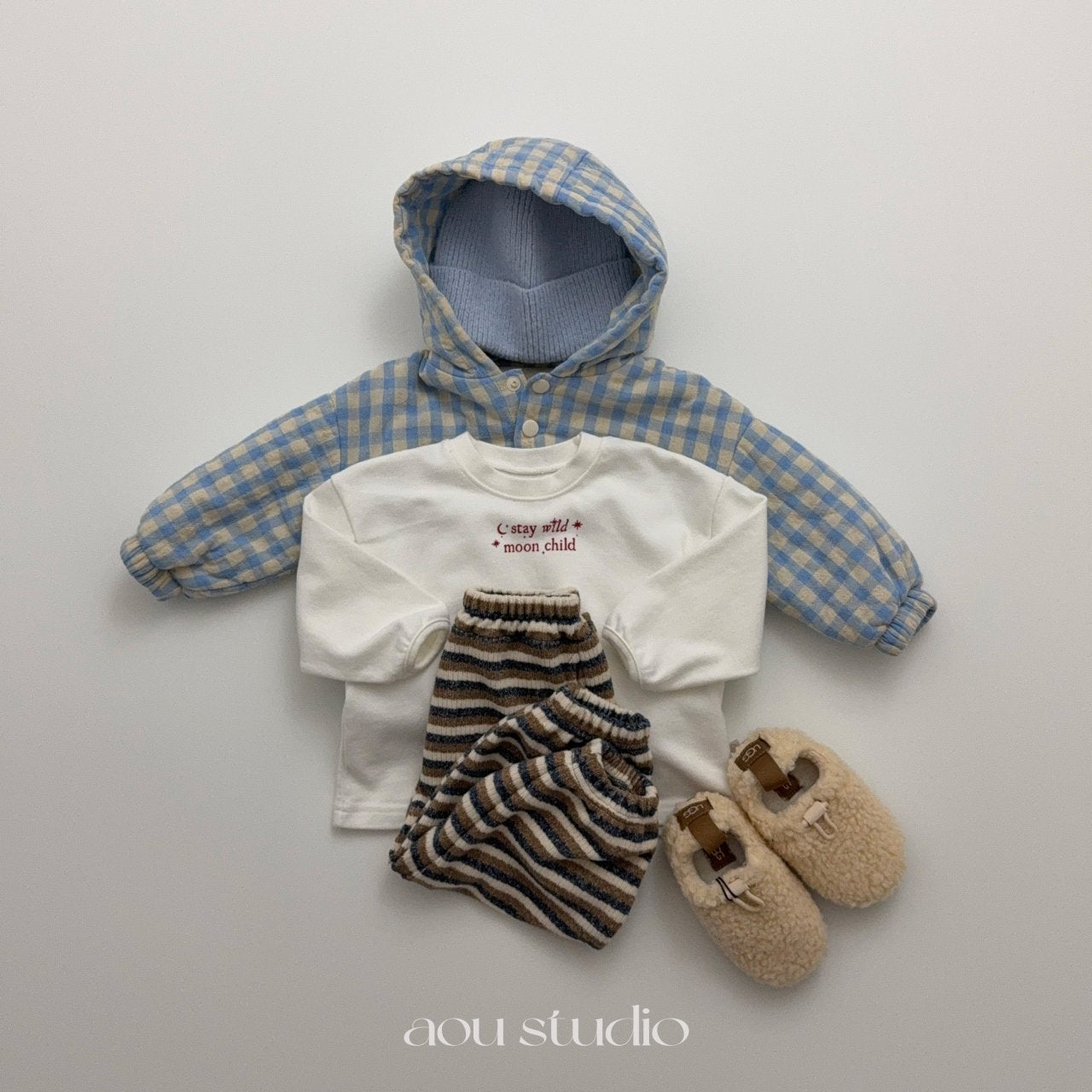 ［aou studio］Cookie stripe jogger
