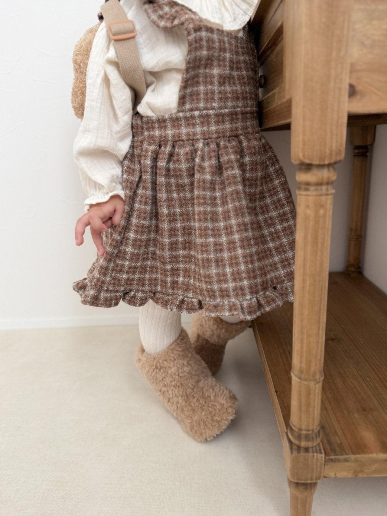 ［mimi market］Boucle apron one-piece