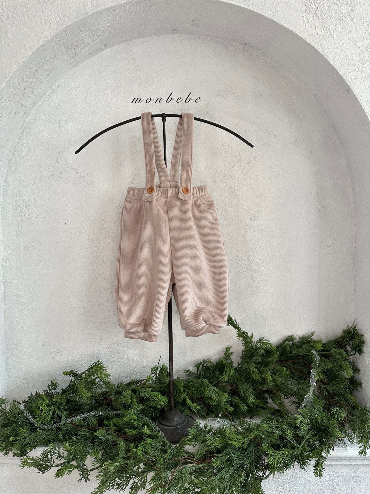 ［monbebe］Winter rib suspender pants