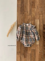 ［mienbloom.B］London check frill rompers (baby)
