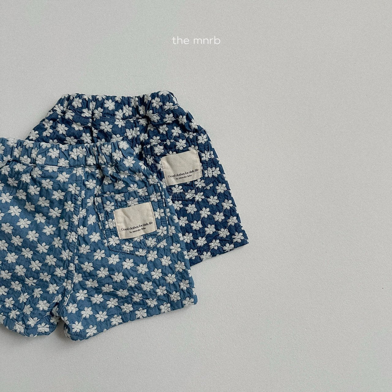 [minirobe] Flower denim short pants