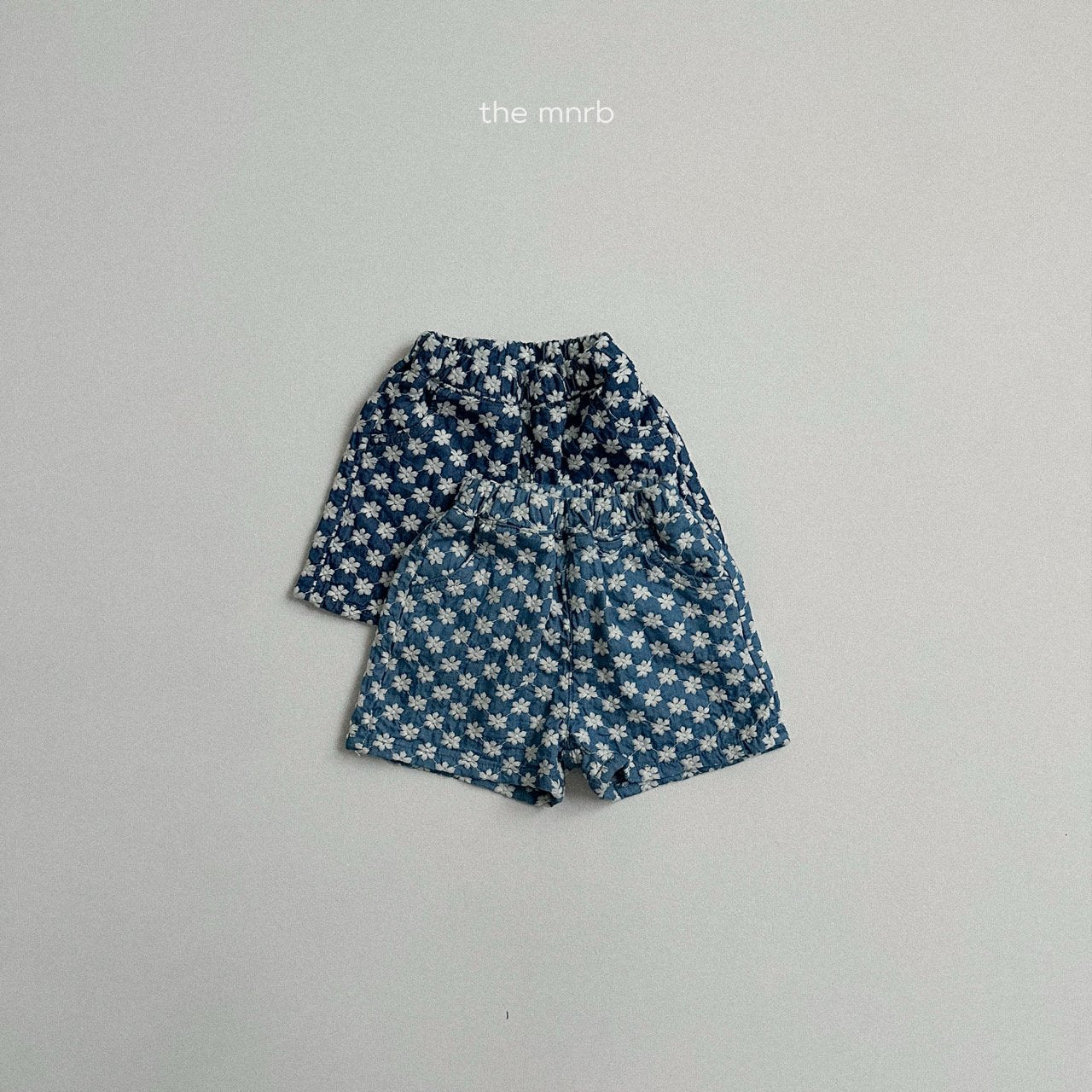 [minirobe] Flower denim short pants