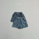[minirobe] Flower denim short pants