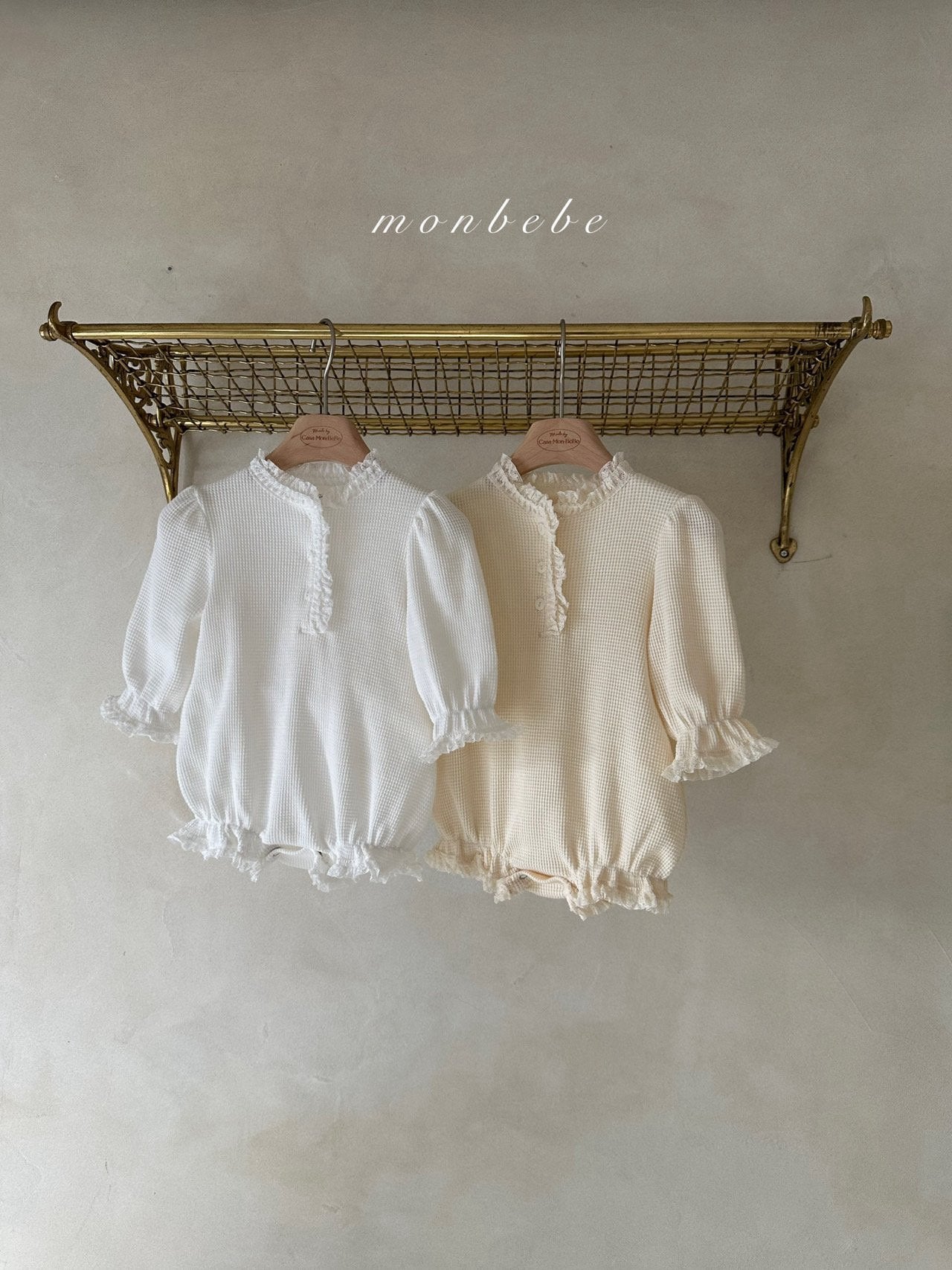 ［monbebe］Waffle double lace rompers