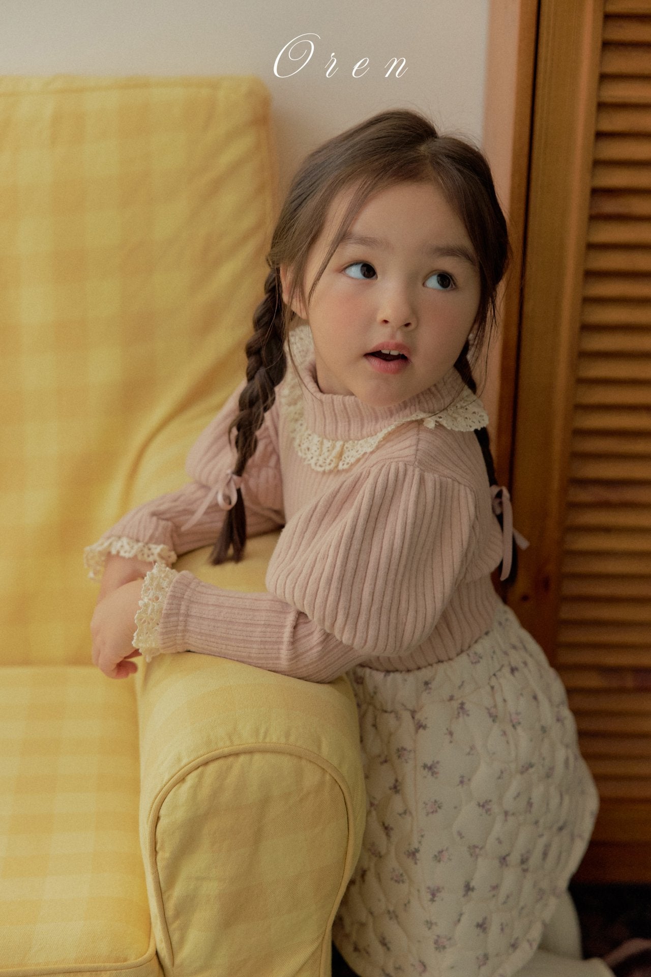 ［OREN］ Rose rib puff tops