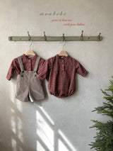 ［monbebe］Merry check rompers