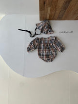 ［mienbloom.B］London check frill rompers (baby)