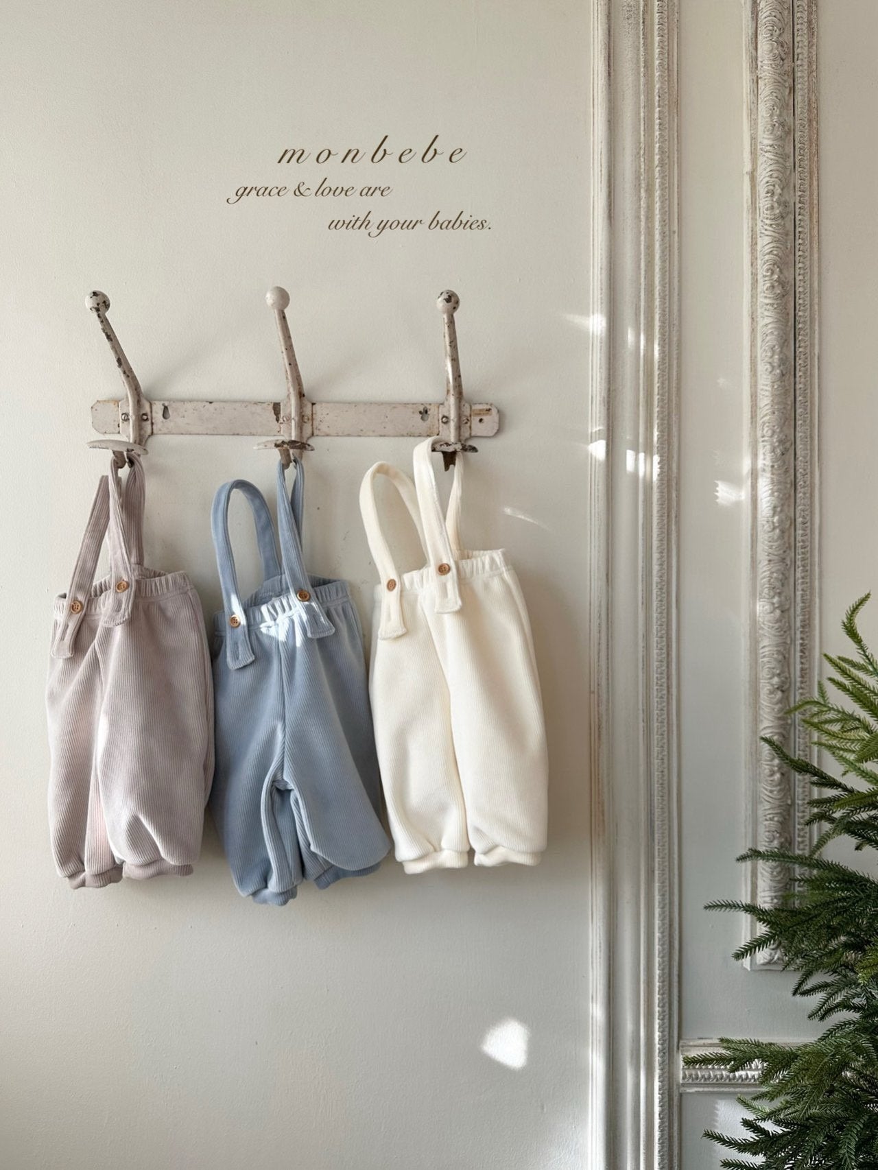 ［monbebe］Winter rib suspender pants