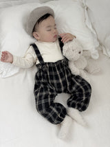 ［mimi market］Neko check suspender pants