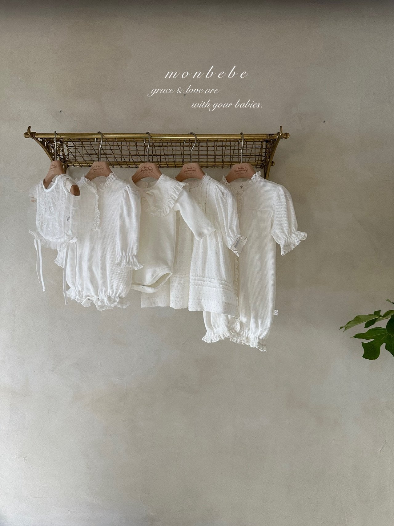 ［monbebe］Waffle double lace rompers