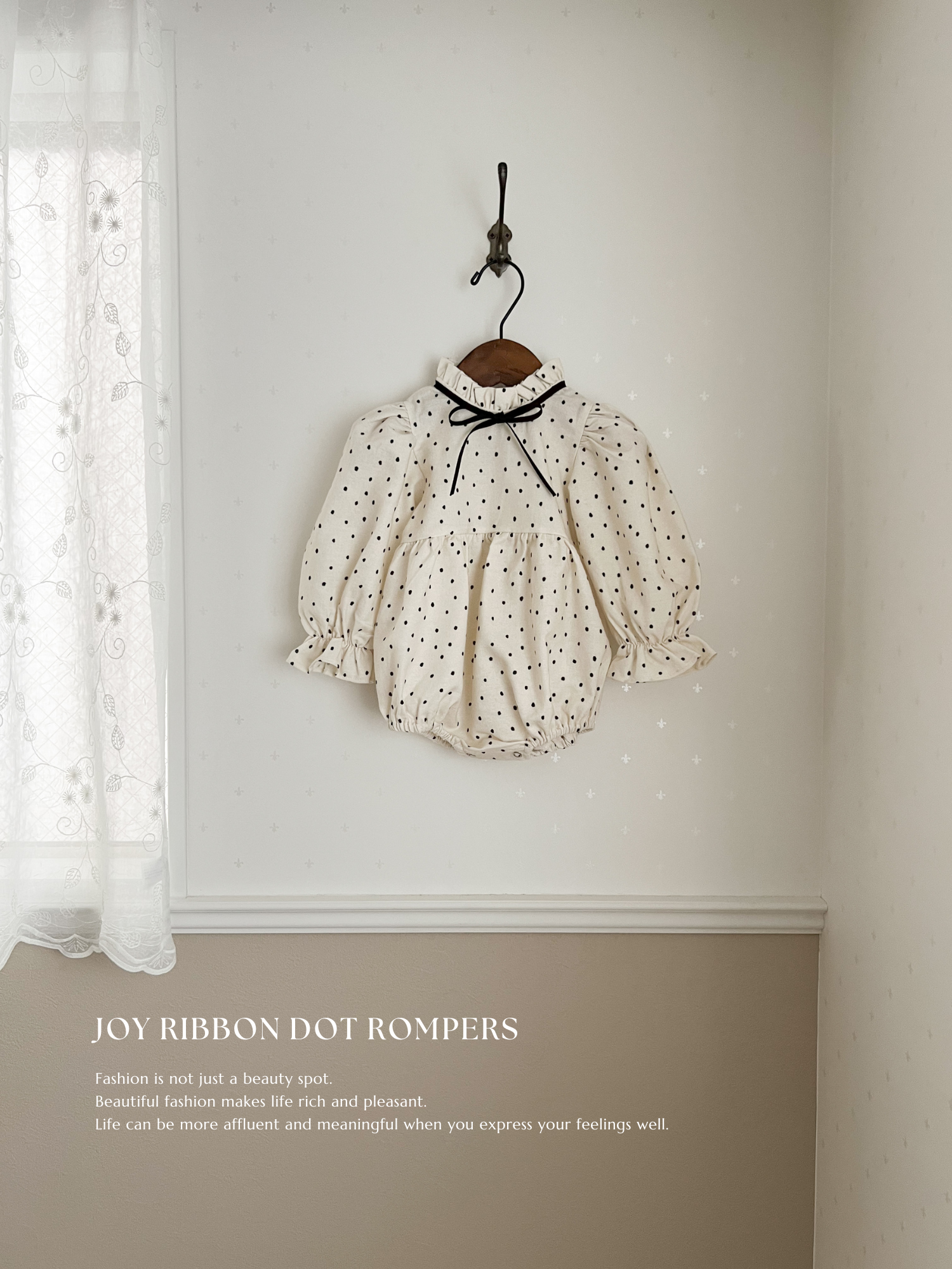 Joy ribbon dot rompers