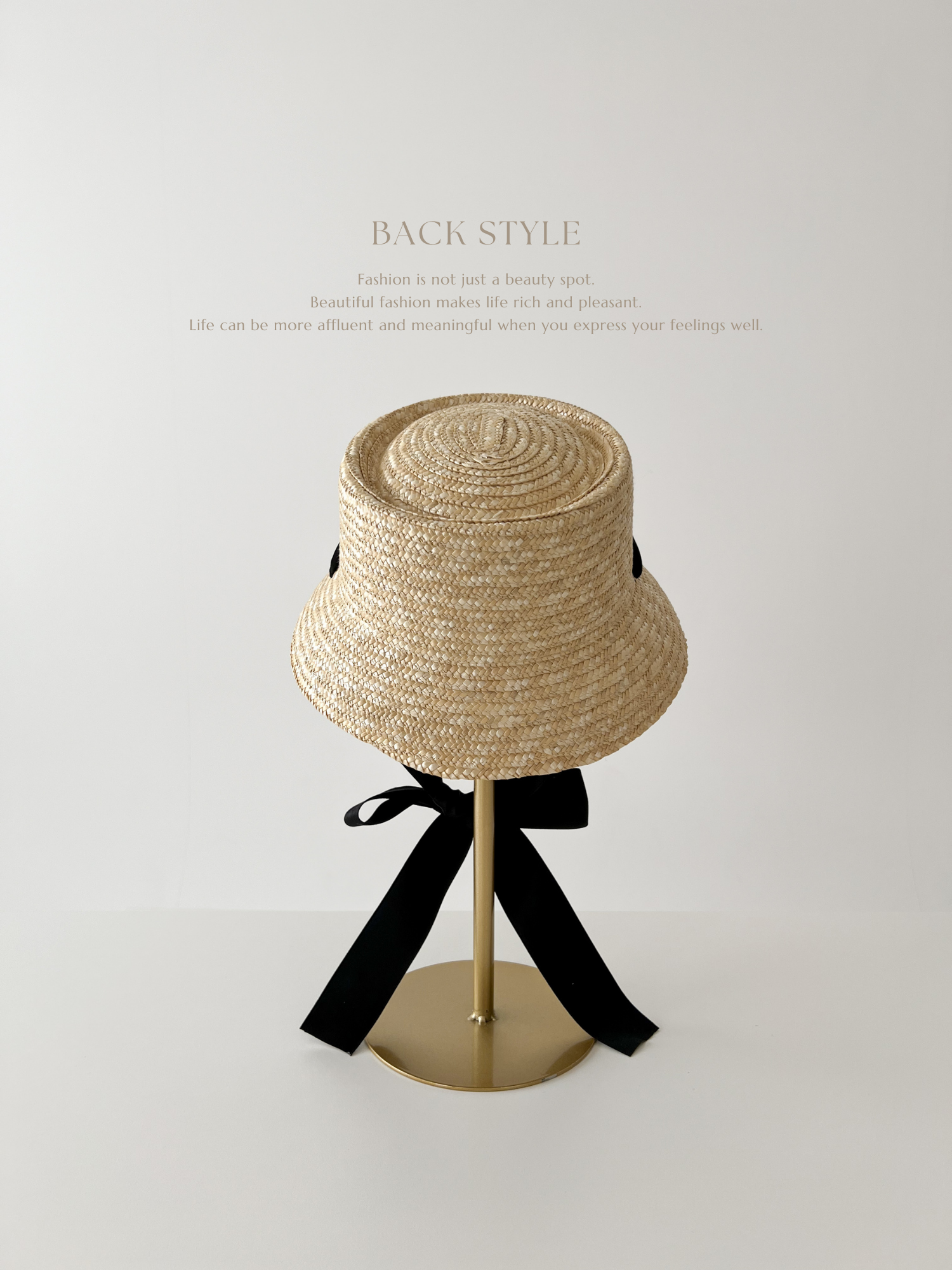 Color ribbon straw hat