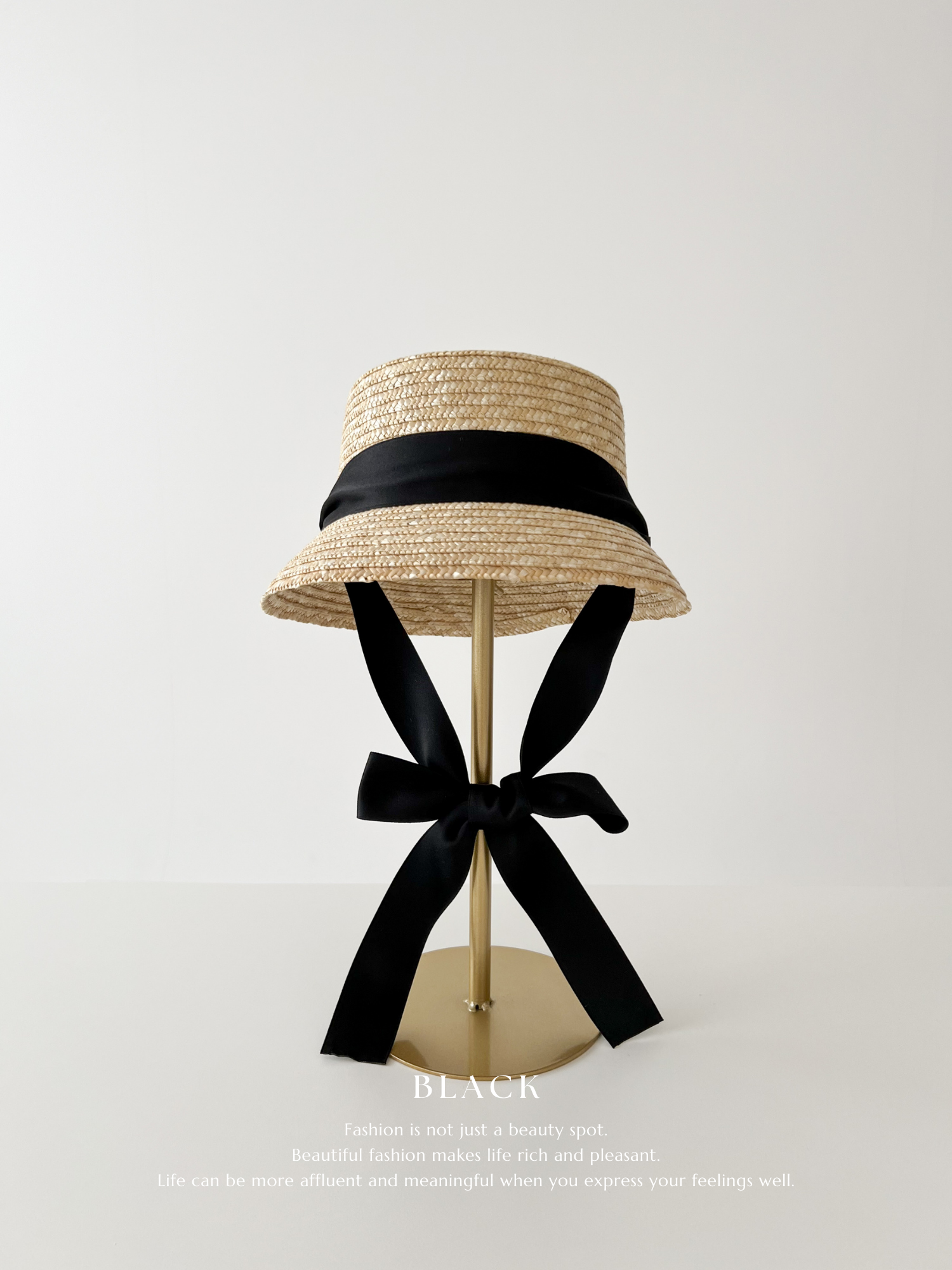 Color ribbon straw hat